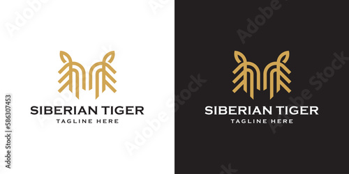 Siberian Tiger Logo Abstract Face Monoline Style