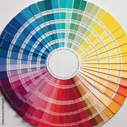 Color palette displayed in a circle showing all shades, generative ai