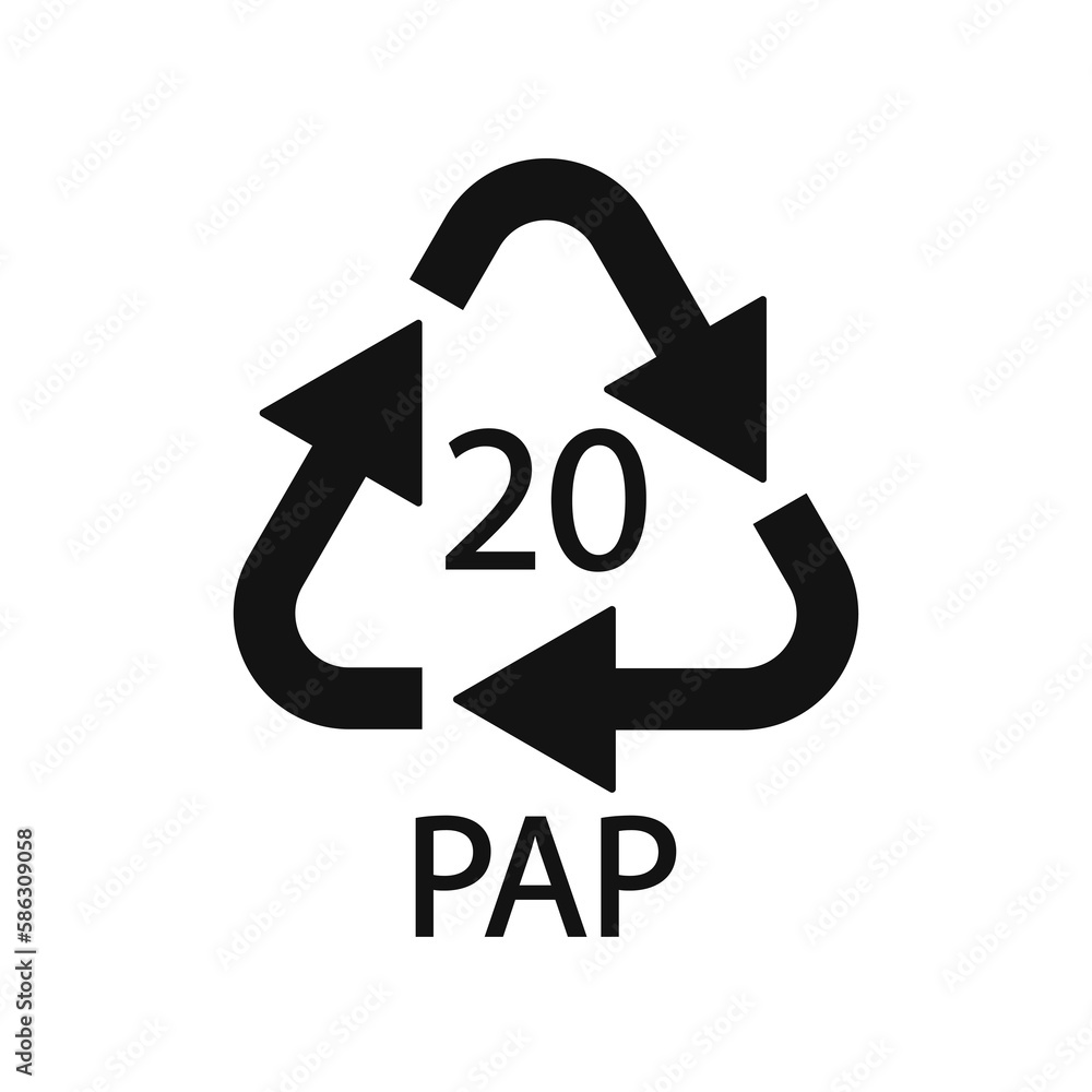 Paper recycling symbol PAP 20. Vector illustration Paper recycling symbol PAP 20. Vector illustration