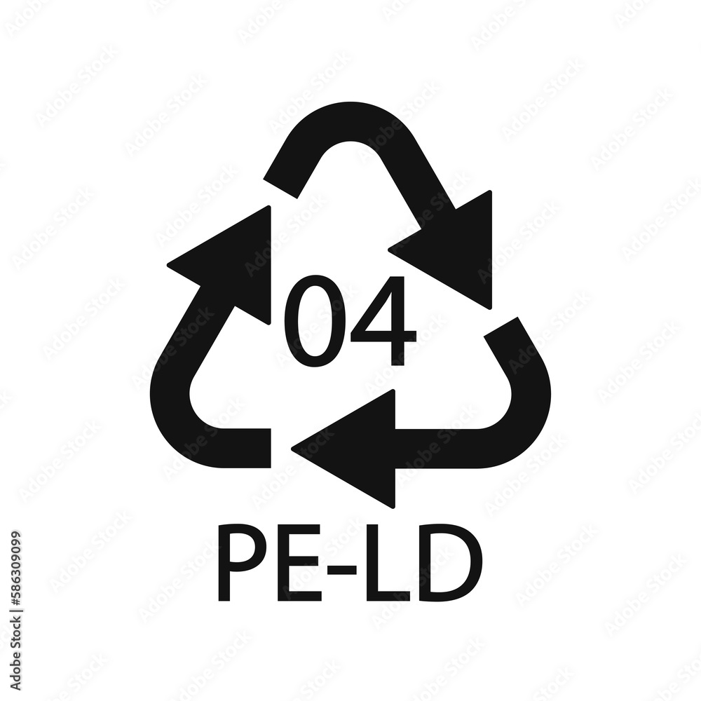 PE-LD 04 recycling code symbol. Plastic recycling vector low density polyethylene sign. PE-LD 04 recycling code symbol. Plastic recycling vector low density polyethylene sign.