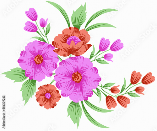 beautiful latest digital textile design flowers and leaves for printing
