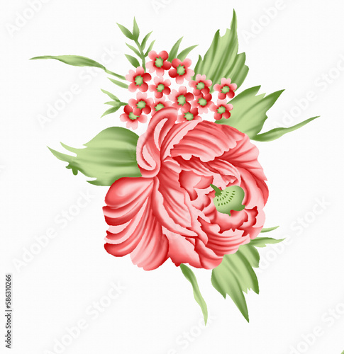 beautiful latest digital textile design flowers and leaves for printing