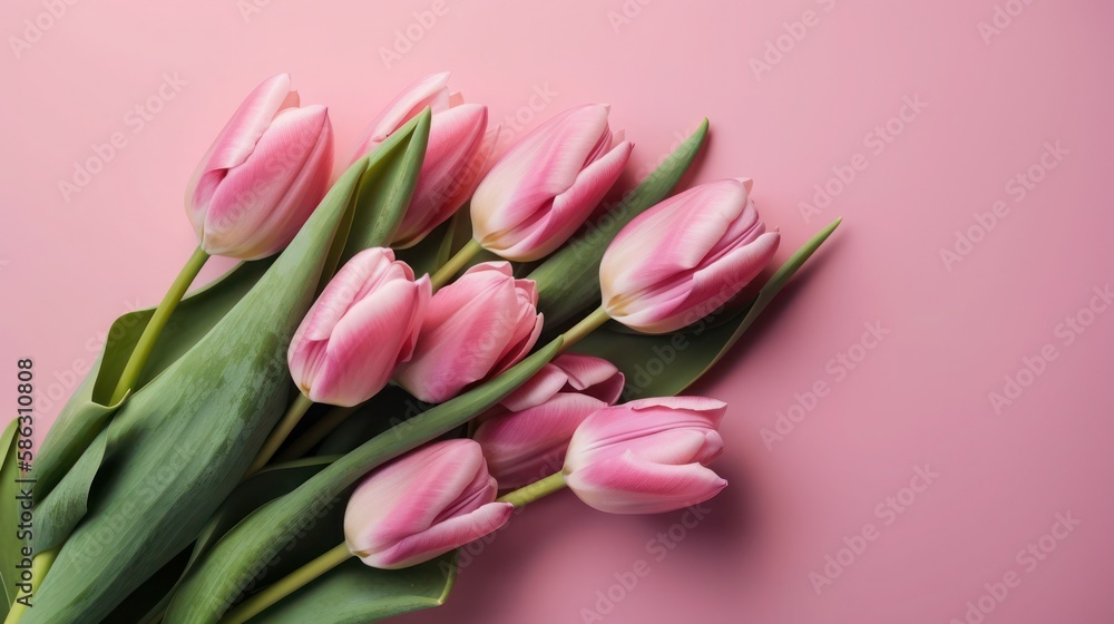 Obraz premium Mothers, day, bouquet of tulips, generative ai