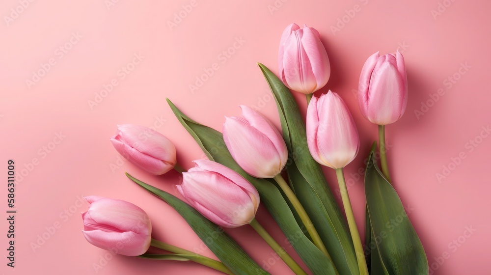 Naklejka premium Mothers, day, bouquet of tulips, generative ai