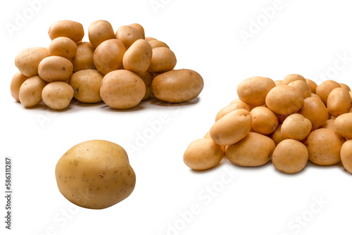 A group of fresh tasty potato isolated on white background.