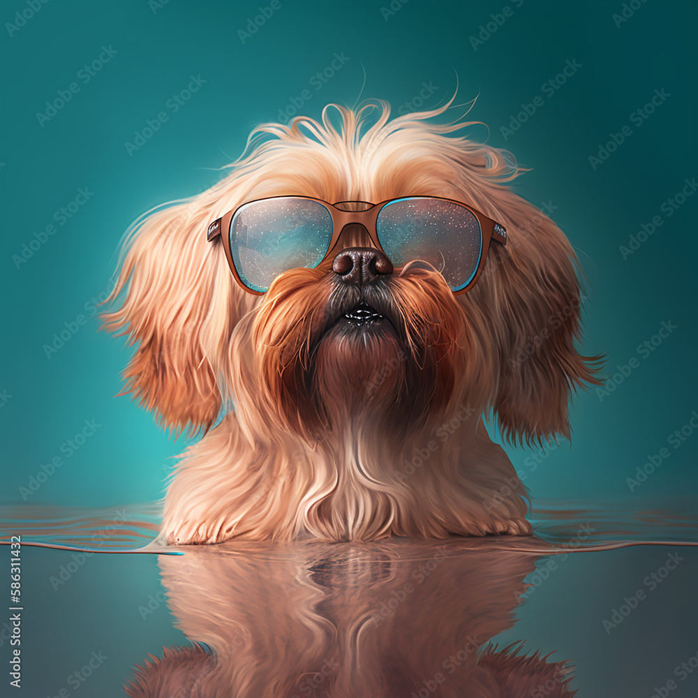 Naklejka premium dog in sunglasses