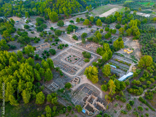 Fotografie Sunset panorama view of Archaeological Site of Olympia in Greece