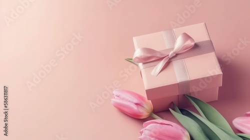 Mother's day, flowers and gift box, generative ai © AI BLONDY