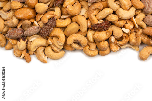 A group of almonds, pistachios, walnuts, macadamia, cashews.