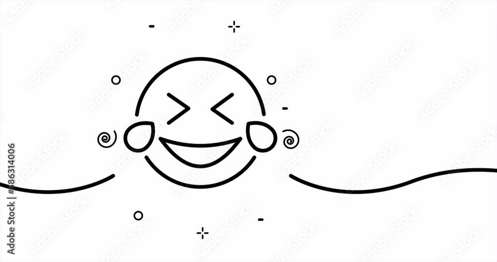 Emoji depicting laughter to tears. Online chatting concept. One line drawing animation. Motion design. Animated technology logo. Video 4K. Emoji depicting laughter to tears. Online chatting concept. One line drawing animation. Motion design. Animated technology logo. Video 4K.