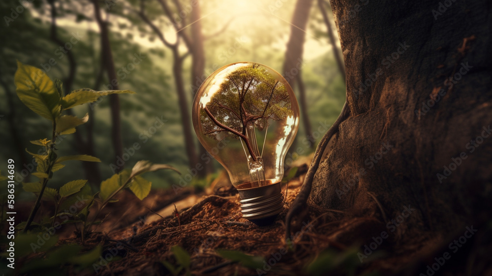 Tree growing in light bulb with sunshine in nature. Saving energy and eco concept. Earth hour. Tree growing in light bulb with sunshine in nature. Saving energy and eco concept. Earth hour.