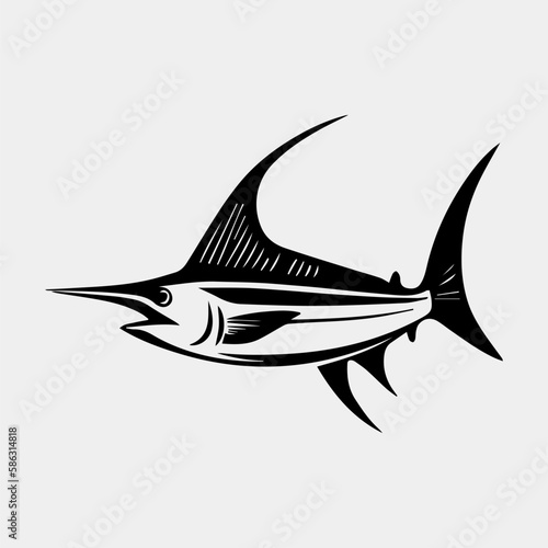 Black Marlin Fishing Logo vector isolated