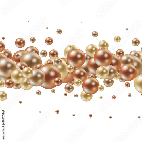 Colored pearls. Abstract vector background. Festive template. gold balls. 