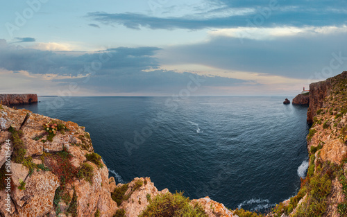 Lighthouse on Cape St. Vincent, Algarve, southern Portugal.