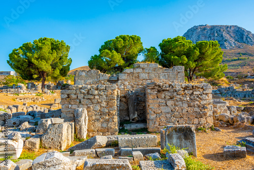 View of Ancient Corinth archaeological site in Greece