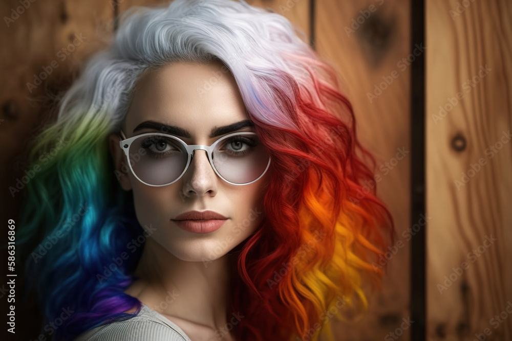 Beautiful woman with colorful hair and makeup. Beautiful face.GENERATION Ai Beautiful woman with colorful hair and makeup. Beautiful face.GENERATION Ai