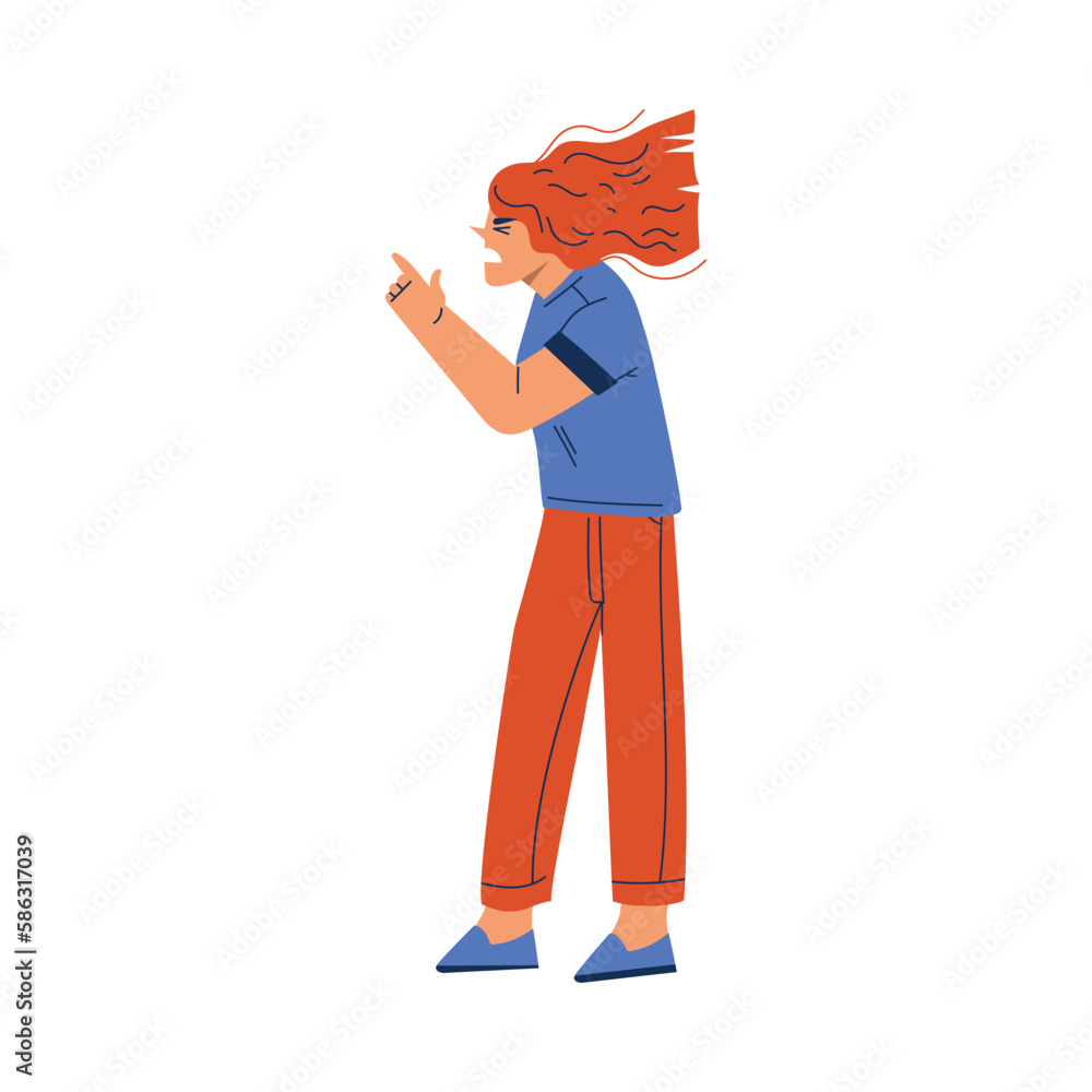 Angry Woman Arguing Having Conflict with Somebody Vector Illustration Angry Woman Arguing Having Conflict with Somebody Vector Illustration