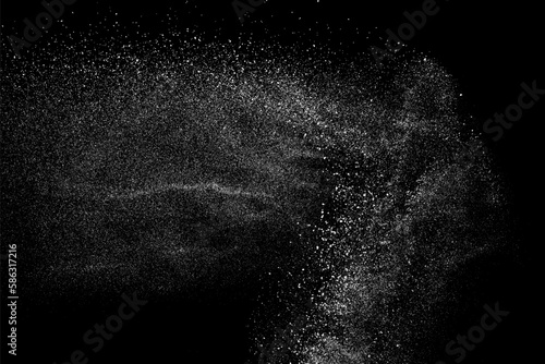 Distressed white grainy texture. Dust overlay textured. Grain noise particles. Rusted black background. Vector illustration. EPS 10.  