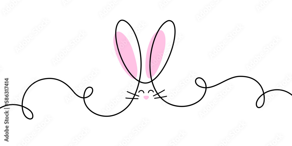 Hand drawn line art Rabbit. Minimalistic Easter Bunny Continuous One Line Drawing. Hare ears. Vector illustration. Hand drawn line art Rabbit. Minimalistic Easter Bunny Continuous One Line Drawing. Hare ears. Vector illustration.