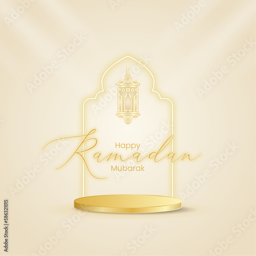 Ramadan golden podium 3d stage product display