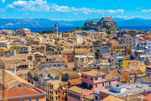 Fototapeta Naklejka Na Ścianę i Meble -  Rooftop view of Greek town Kerkyra
