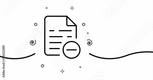 File with minus icon. Information concept. One line drawing animation. Motion design. Animated technology logo. Video 4K. photo