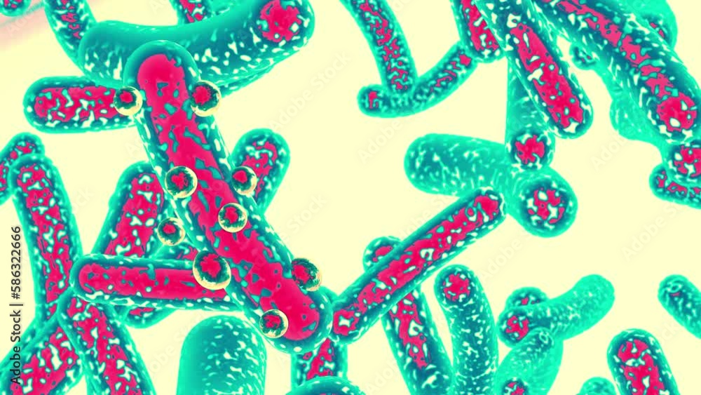 Microbacterias y organismos bacterianos. Biología y antecedentes científicos. Imagen microscópica de un virus o célula infecciosa.
