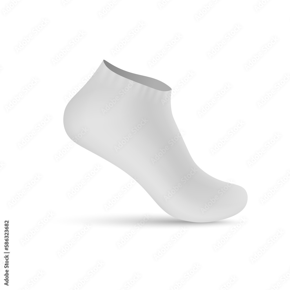 White short sport sock on invisible leg, realistic illustration isolated. White short sport sock on invisible leg, realistic illustration isolated.