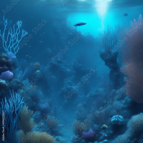 Wallpaper Mural Explore the mysterious deep sea with surreal images of underwater creatures, bioluminescence and detailed textures. Inspired by abyssal zones, ocean trenches and hydrothermal vents. Generative AI Torontodigital.ca