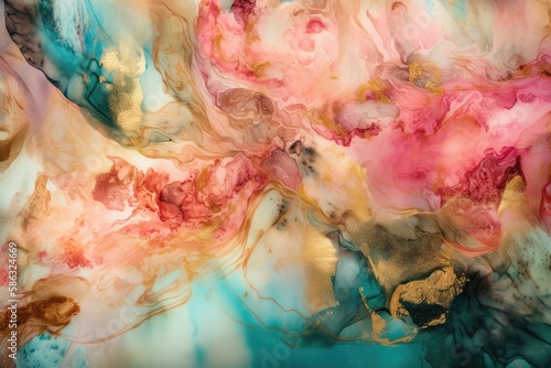Creative manipulation of abstract art, stunning abstract background, wallpaper, alcohol ink paint, created using Generative AI