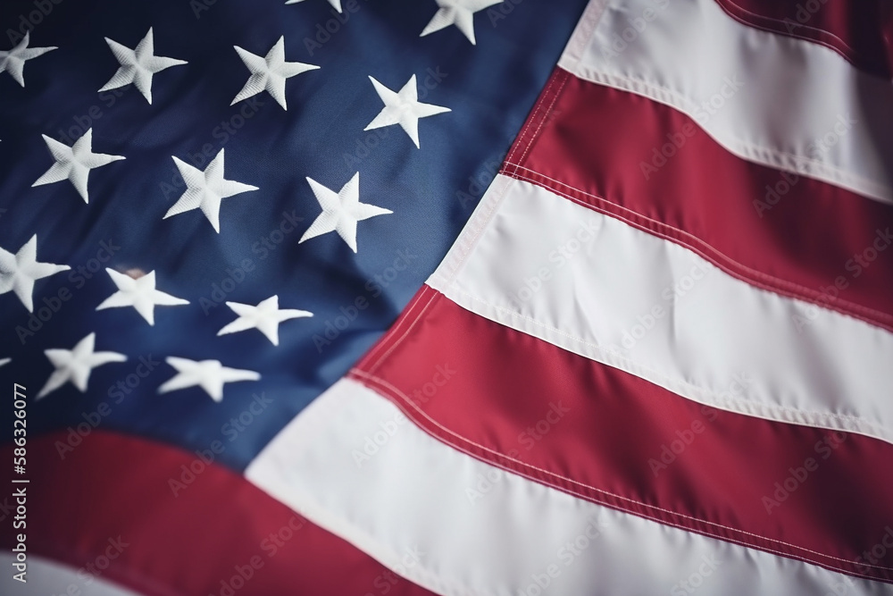 Fototapeta premium Generative ai. American Flag Wave Abstract background for Memorial Day or 4th of July