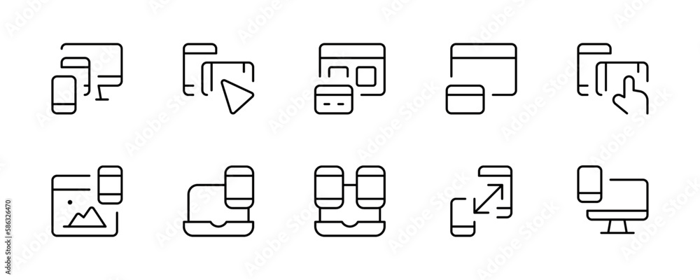 Web development responsive design vector modern thin line concept banners, device and responsive outline stroke vector illustration. Can use for UI and mobile app, web site interface. Web development responsive design vector modern thin line concept banners, device and responsive outline stroke vector illustration. Can use for UI and mobile app, web site interface.