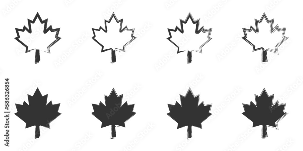 Hand drawn maple leaf icon. Vector illustration. Hand drawn maple leaf icon. Vector illustration.