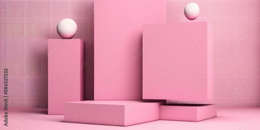 Empty podium mock up display, blank cosmetic ads stand product placement fashion ads on minimal pink color background, pedestal mockup scene platform ai generative promotion concept. Empty podium mock up display, blank cosmetic ads stand product placement fashion ads on minimal pink color background, pedestal mockup scene platform ai generative promotion concept.