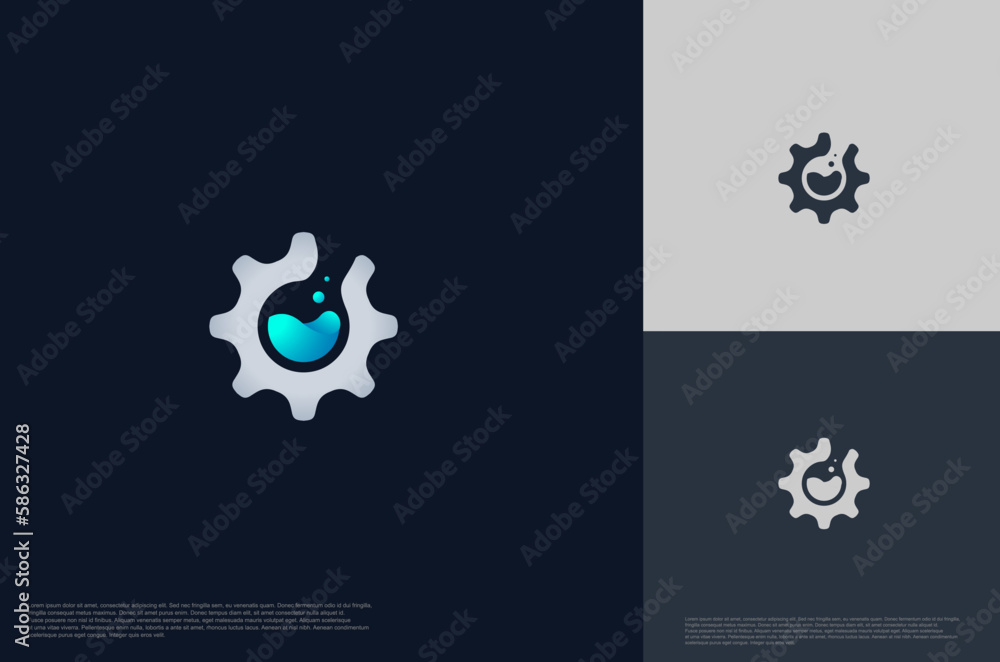 gear and water plumbing service logo. Vector design template illustration gear and water plumbing service logo. Vector design template illustration