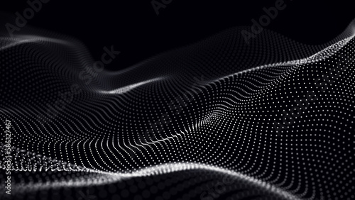 Style wave background. The futuristic modern backdrop. Abstract structure texture of network connection. Big data visualization. 3D rendering.