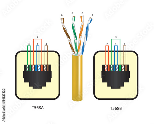 UTP ethernet cabling standards. vector