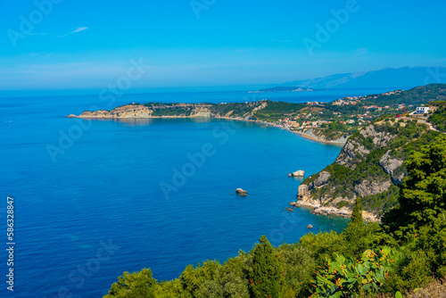 Panorama view of cape Kefali at Corfu, Greece photo
