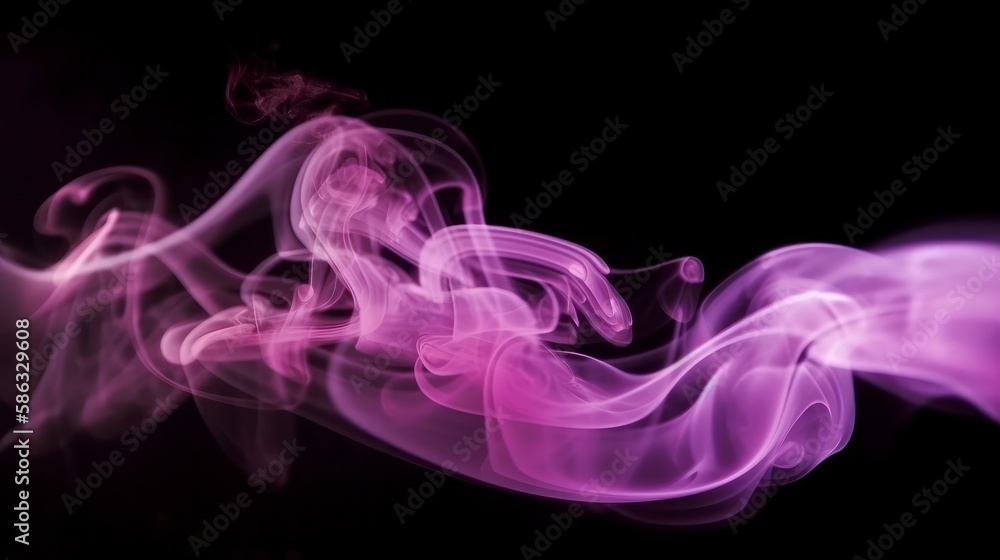 Purple smoke on black background. Generative ai