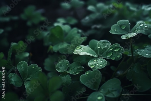 Background from plant clover four leaf. Irish traditional symbol. St.Patrick 's Day. Generative ai