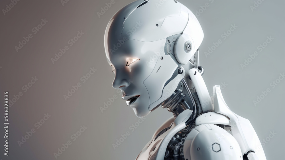 futuristic woman robot on a solid background. generative AI futuristic woman robot on a solid background. generative AI