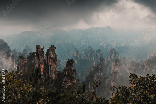 Amazing landscape of quartzite sandstone pillars (Tianzi Mountain Scenic Area), Wulingyuan, China