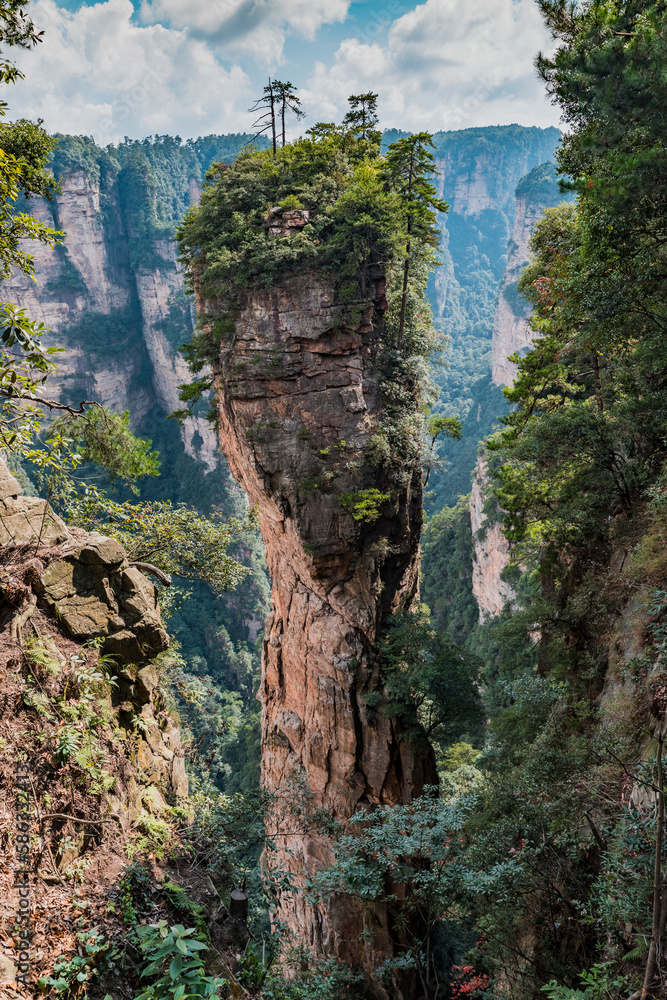 Amazing landscape of quartzite sandstone pillars near Avatar View Point (Yuanjiajie Scenic Area), Wulingyuan, China