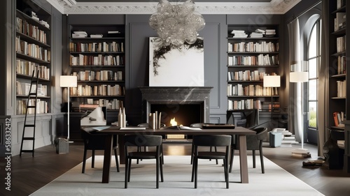 modern style library roominterior