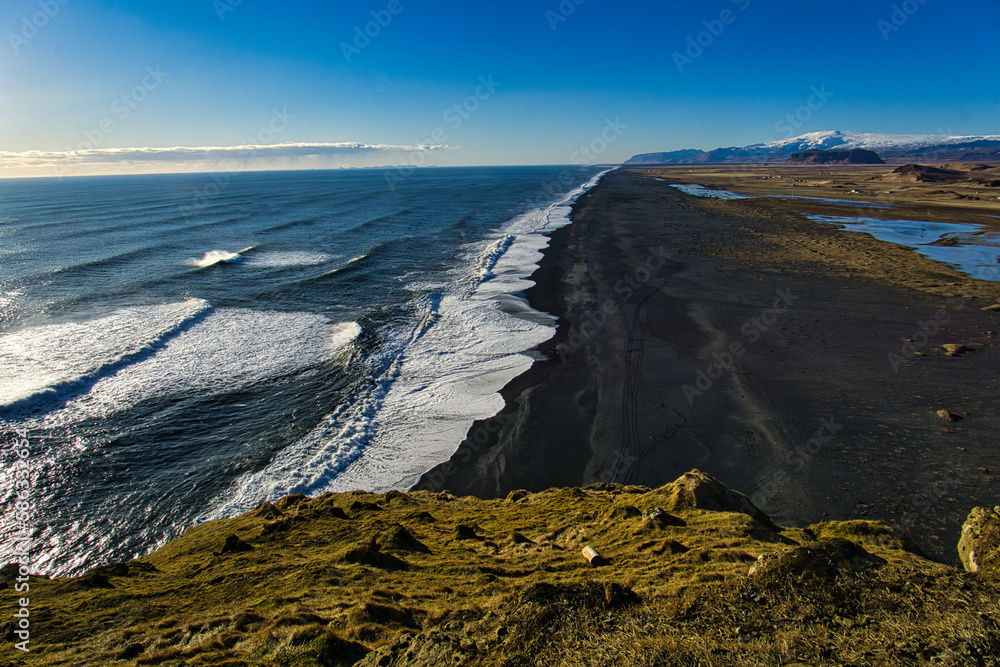 Iceland beach panorama from the seaside