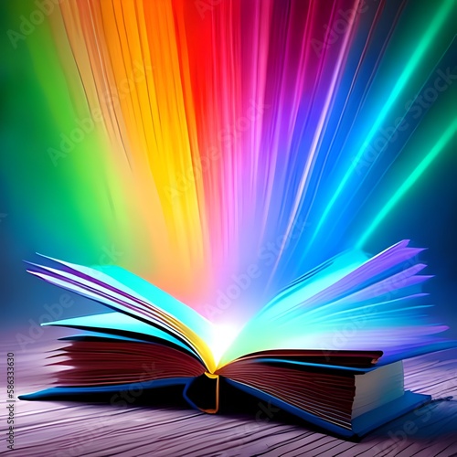 open book with rainbow, generative ai