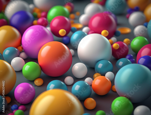 Colorful balls Dynamic liquid shapes background created with Generative AI technology