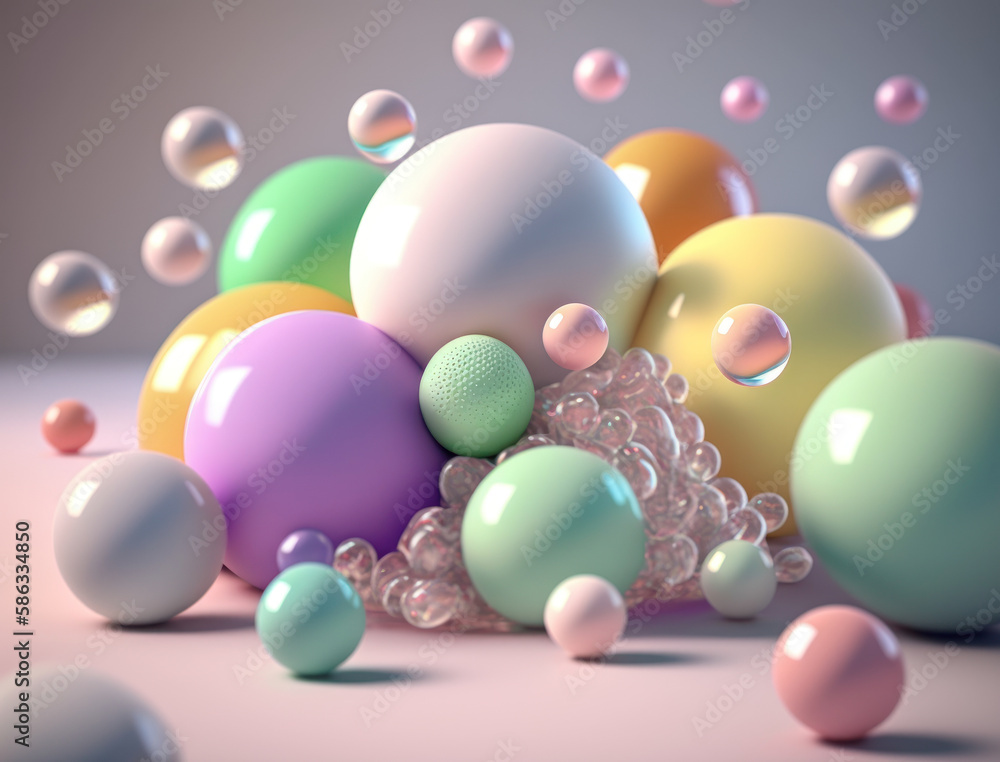 Colorful balls Dynamic liquid shapes background created with Generative AI technology Colorful balls Dynamic liquid shapes background created with Generative AI technology