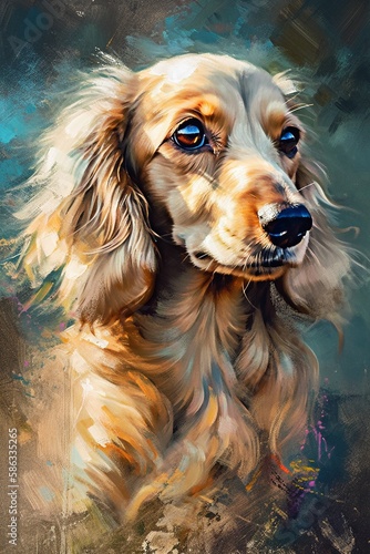 portrait of a dachshund, oilpaint style, generative ai photo