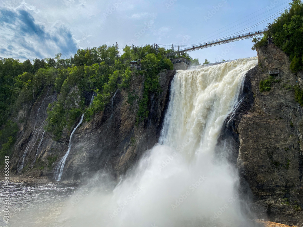 The Montmorency Falls (Chute Montmorency) large waterfall on